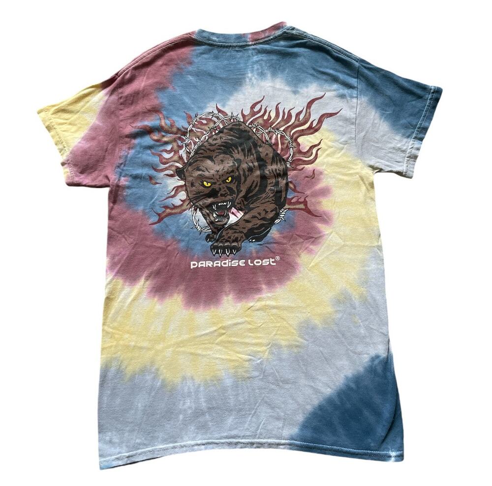 Paradise Lost Tie Dye Mens/teen T-Shirt Size Small Panter in Flames edgy